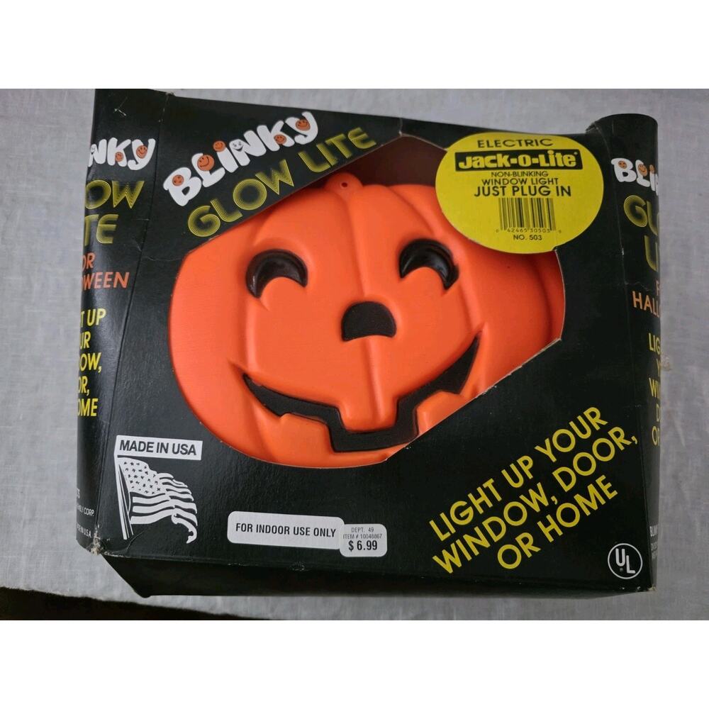 Vintage 1990’s Blinky Glow Lite Pumpkin Jack O Lantern Light Blow Mold Halloween